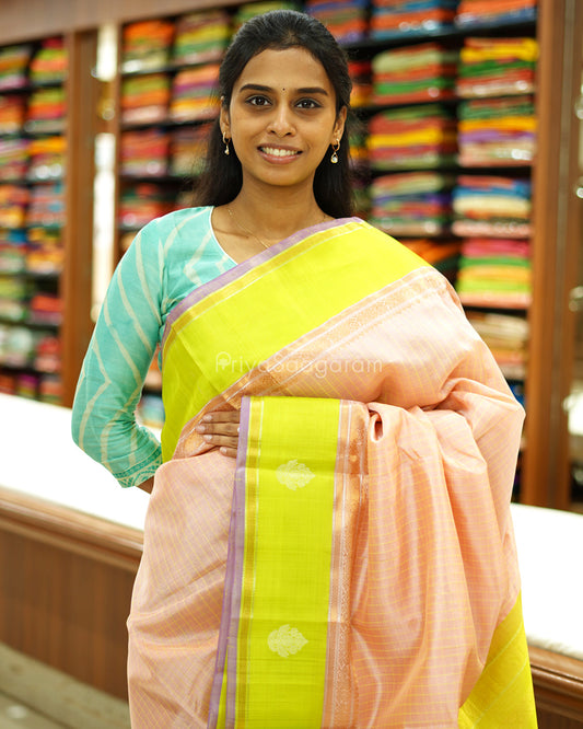 Pink Checked Gadwal Silk Cotton - PD1425
