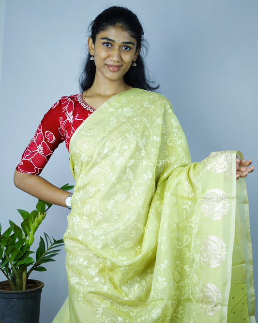 Light Green Pita Work Silk Kota - PD739