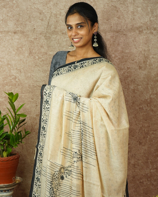 Cream Embroidery Chanderi - PD763