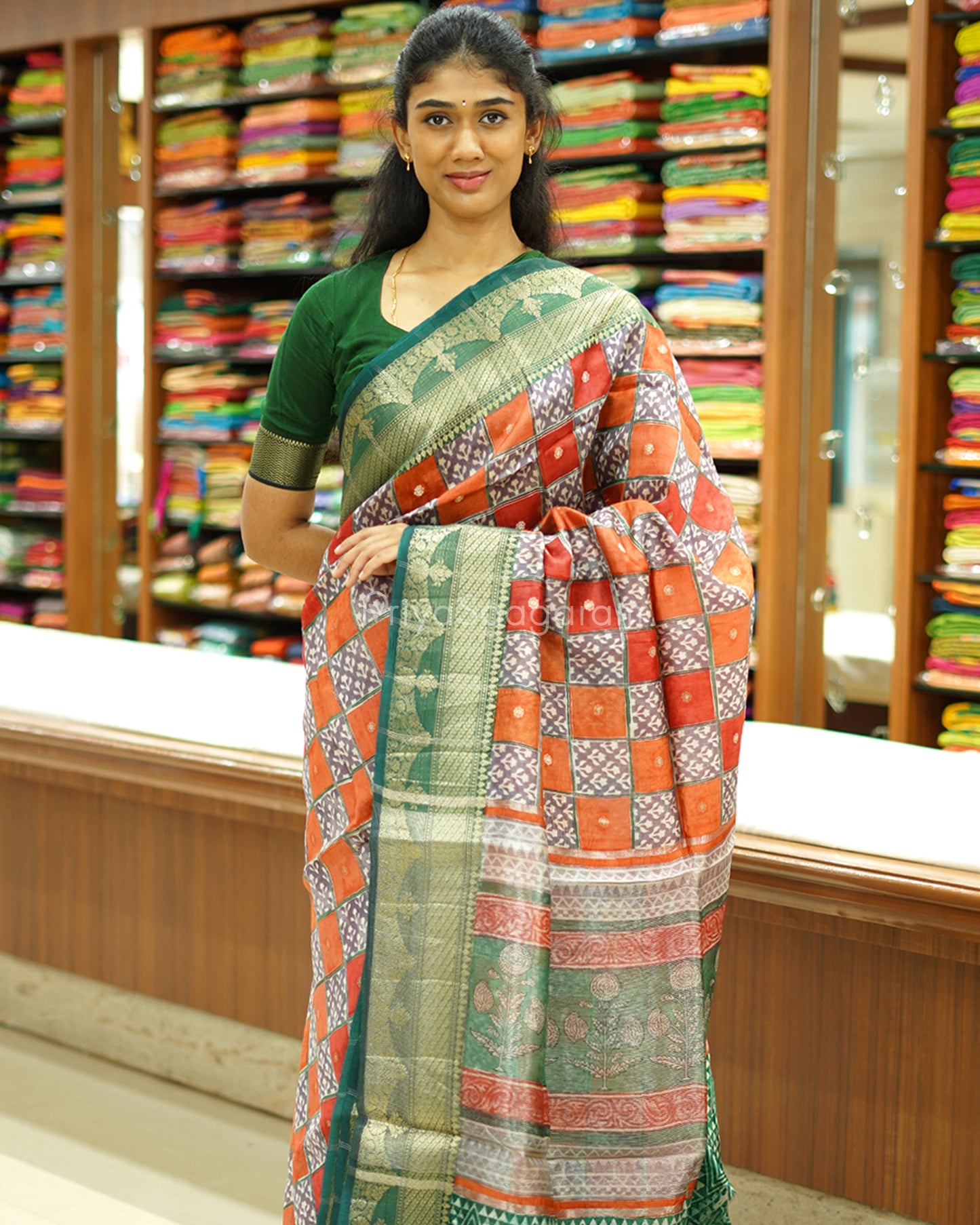 Traditional Checked Kora Silk - PC3196