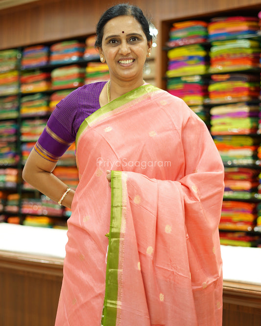 Pink and Green Chiniya Silk - PD784