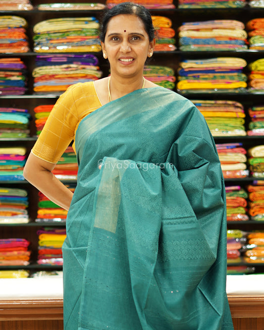 Dark Green Print Tussar - PD1332