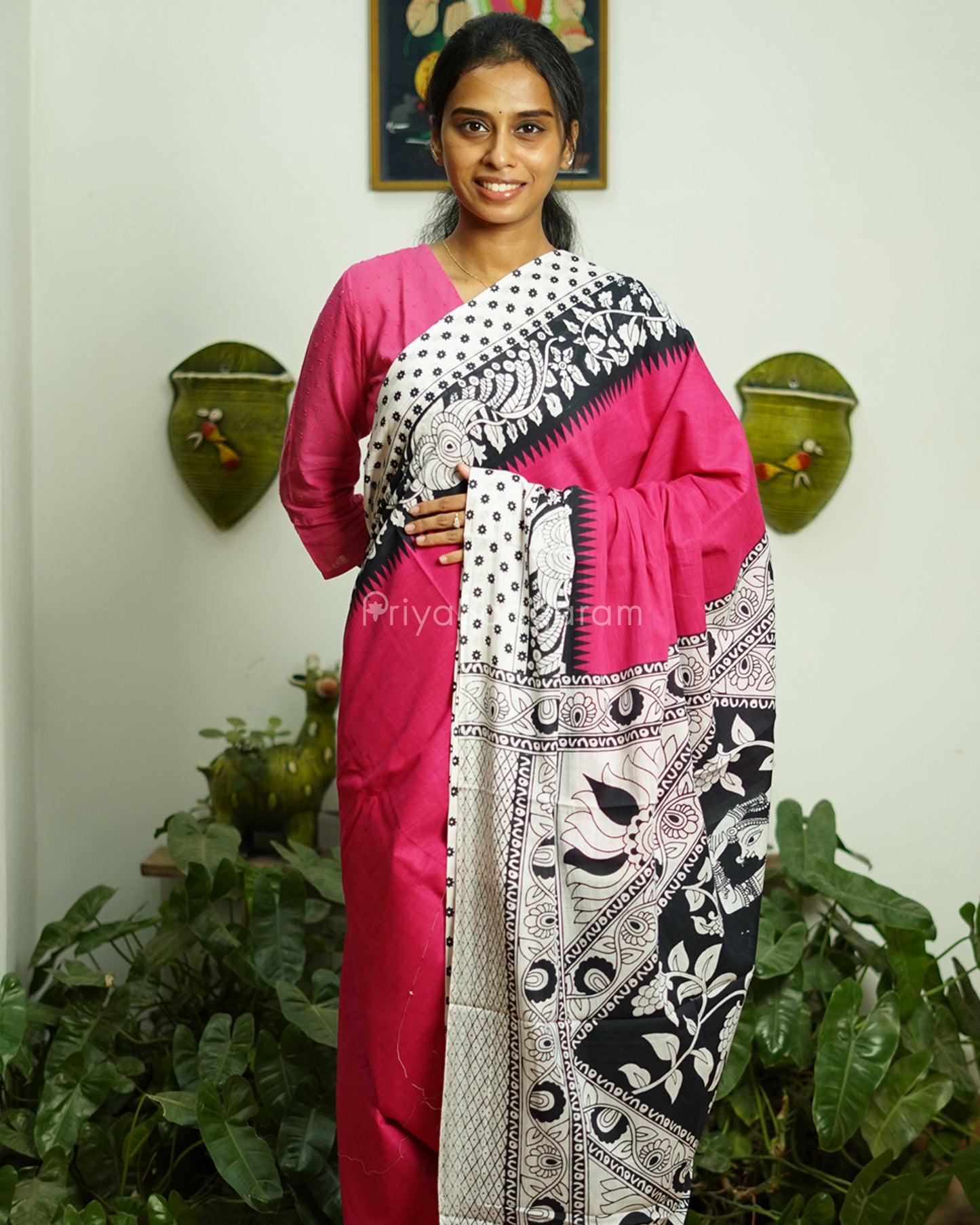 Mitta Pink Kalamkari Blockprint Pure Cotton - PD202