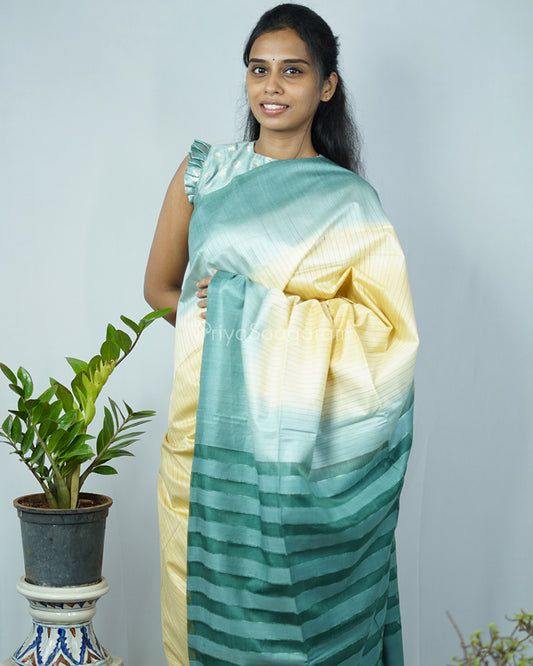 Yellow Green Tussar Organza - PD1217
