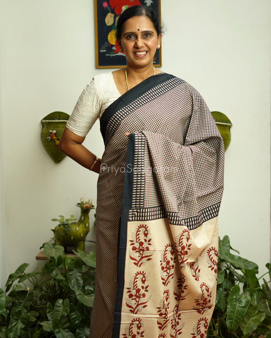 Black Blockprint Pure Cotton - PD304