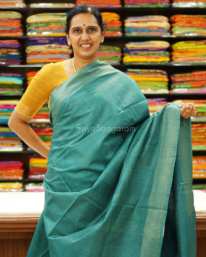 Dark Green Print Tussar - PD1332