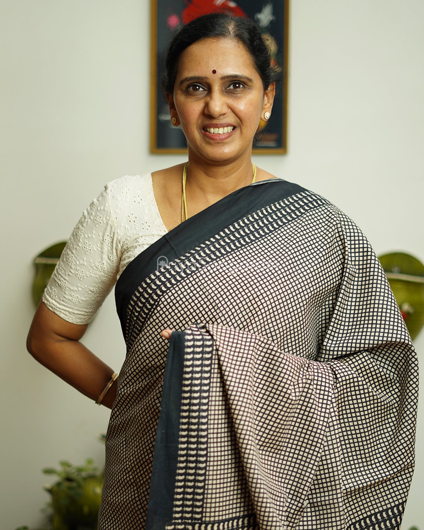 Black Blockprint Pure Cotton - PD304