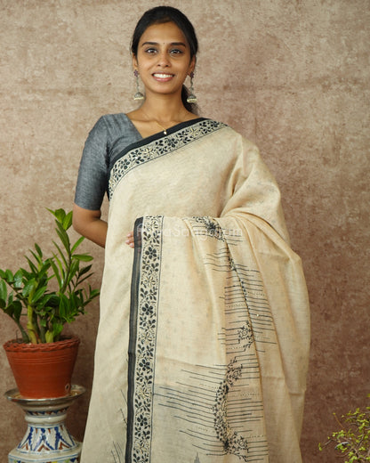 Cream Embroidery Chanderi - PD763