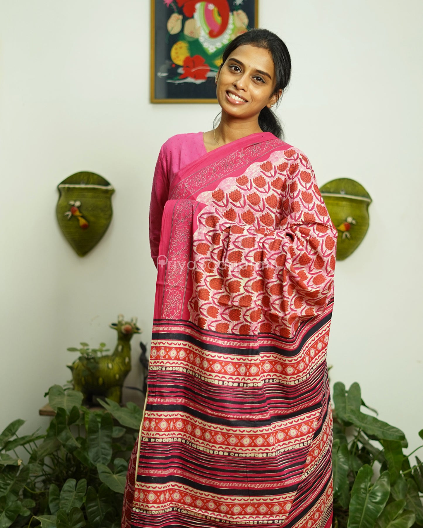Pretty Pink Blockprint Pure Cotton - PC744