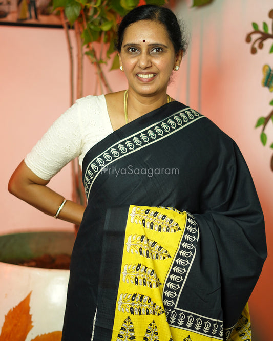 Solid Black Blockprint Pure Cotton - PD290