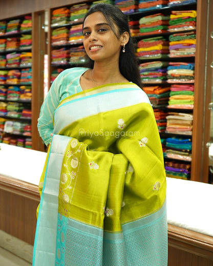 Green Blue Chiniya Silk - PC3199