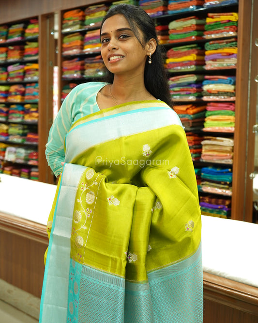 Green Blue Chiniya Silk - PC3199