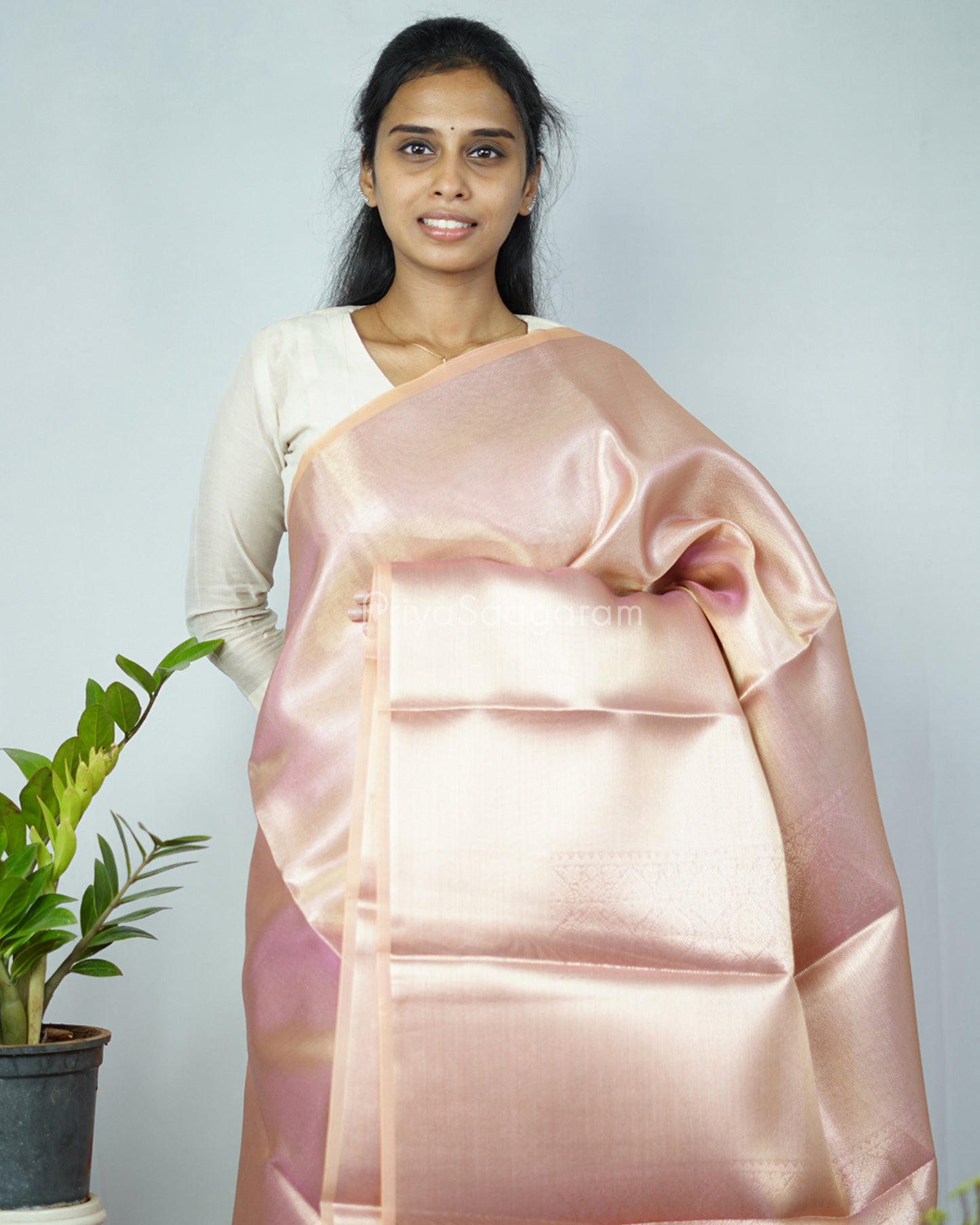 Baby Pink Kanchipuram Tissue Silk - N4803