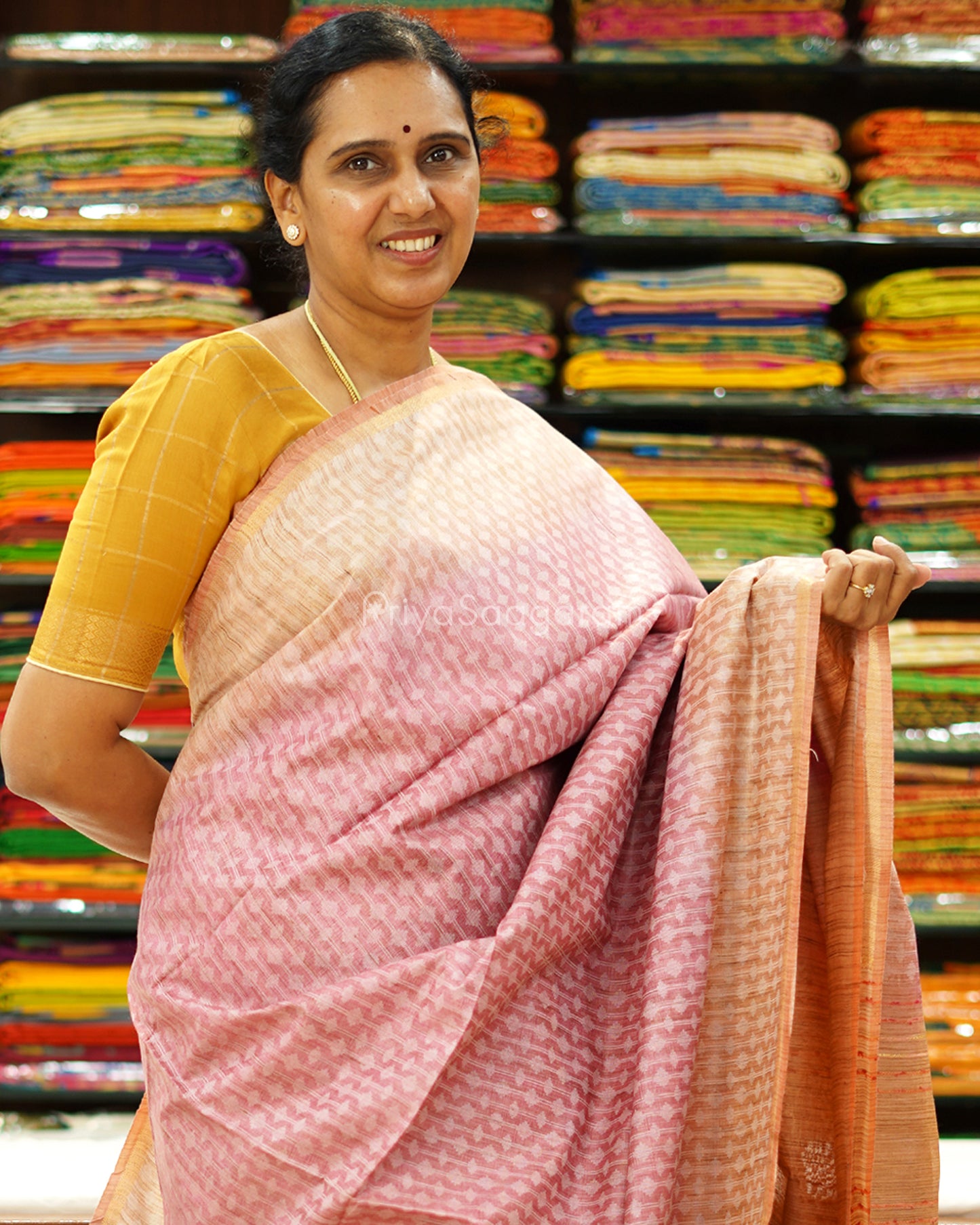 Pink and Orange Shaded Tussar - PD1132