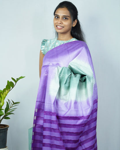 Sea Green Purple Tussar Organza - PD1221