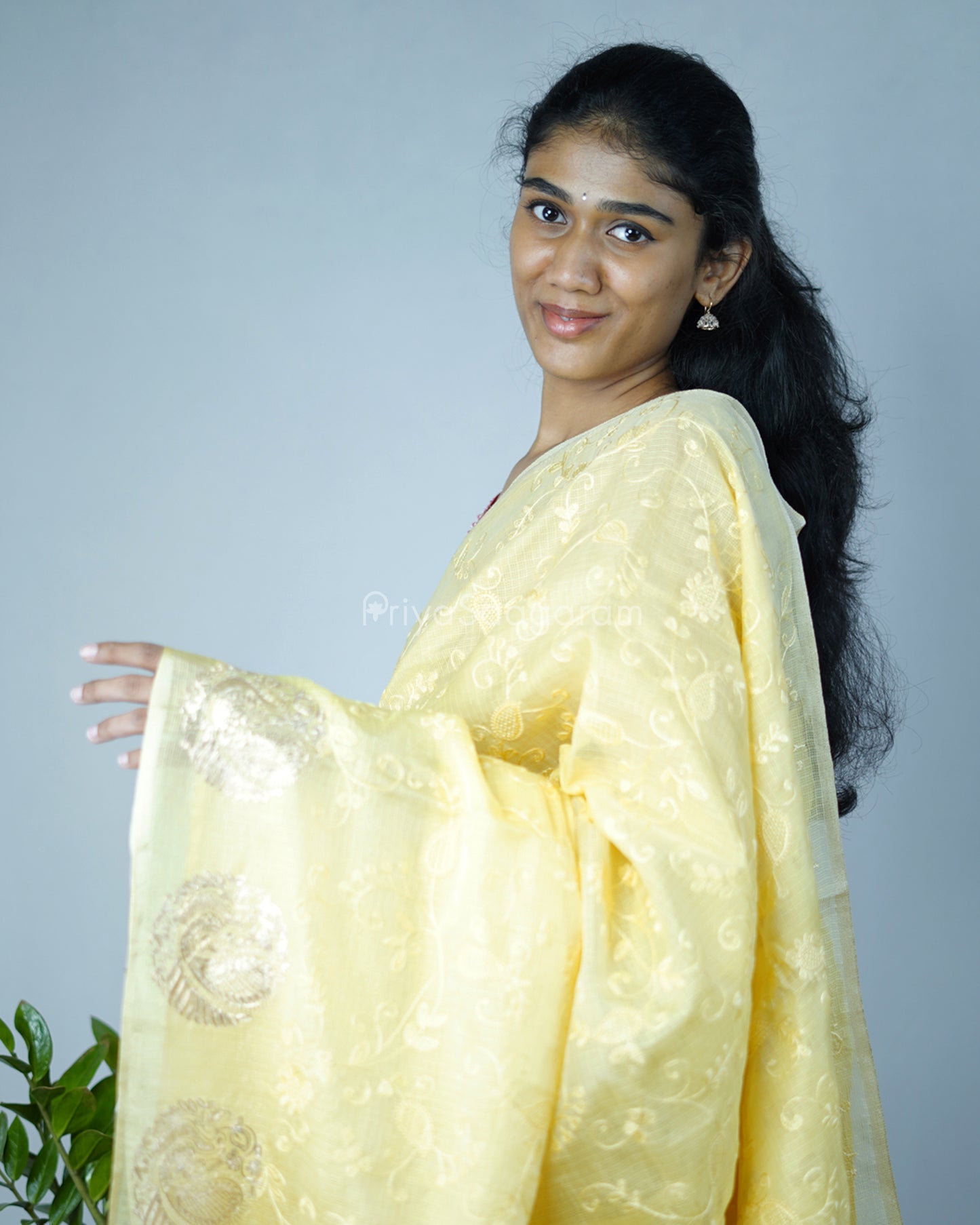 Light Yellow Pita Work Silk Kota - PD740