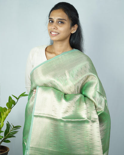 Golden Teal Kanchipuram Tissue Silk - N4803