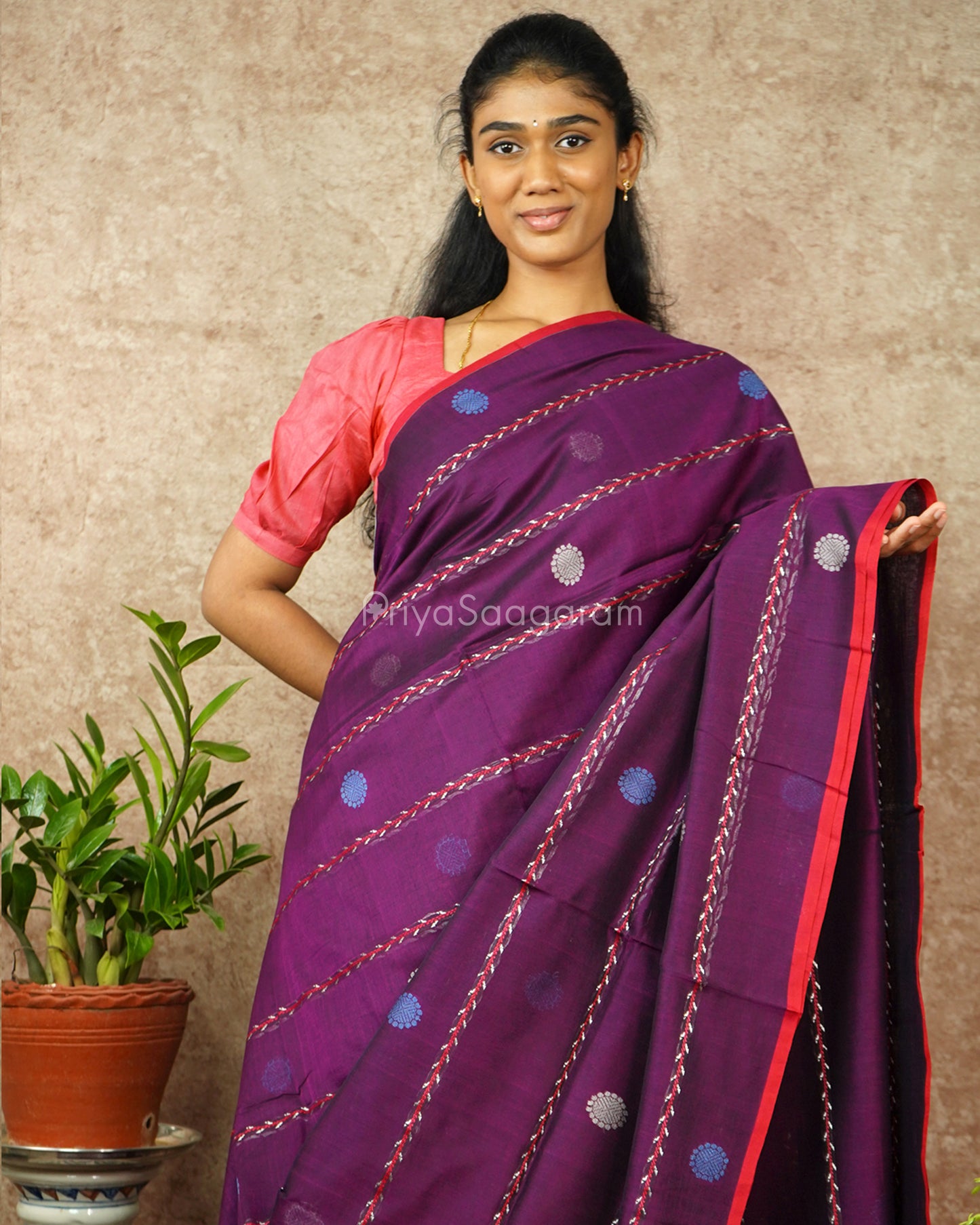 Deep Purple Embroidery Pure Cotton - PD1179