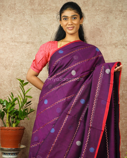 Deep Purple Embroidery Pure Cotton - PD1179