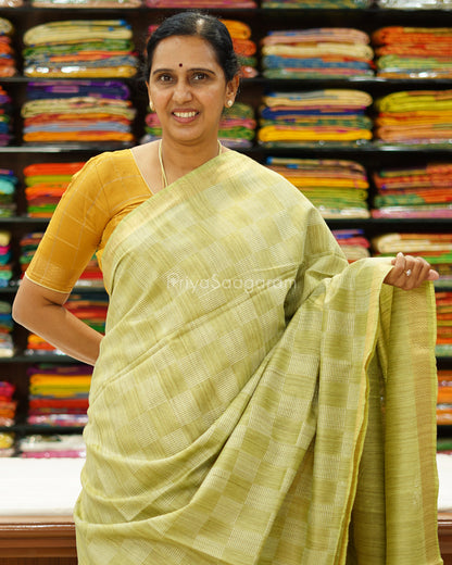 Green Checked Tussar - PD1267