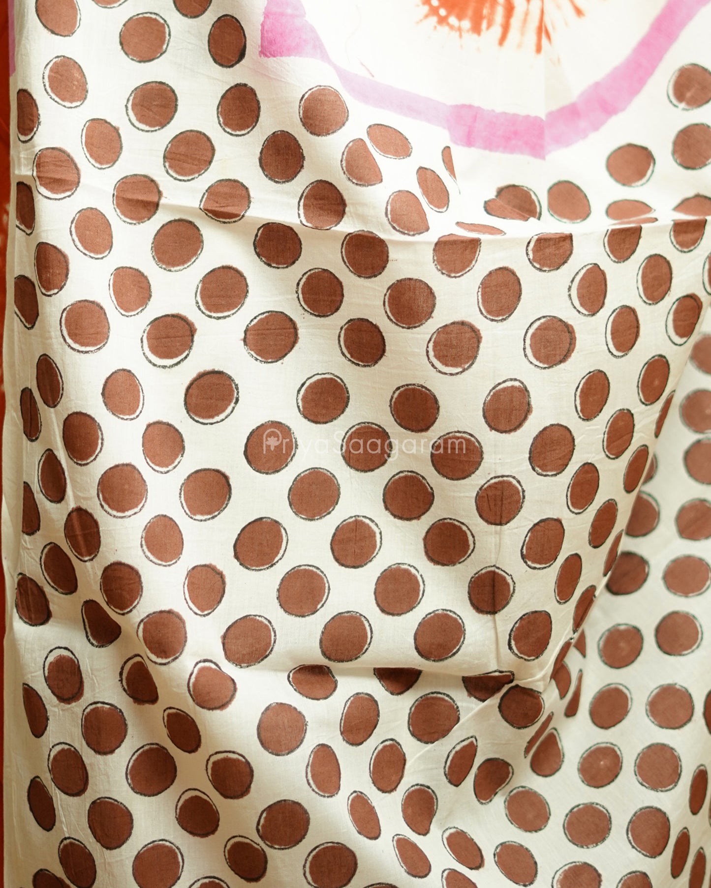 Orange Blockprint Pure Cotton - PD291