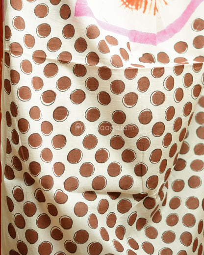 Orange Blockprint Pure Cotton - PD291