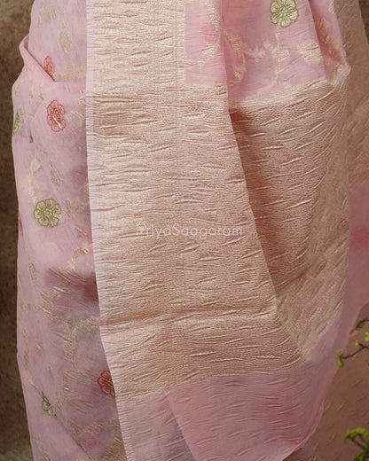 Pink Floral Crush Tissue Silk - PD1442