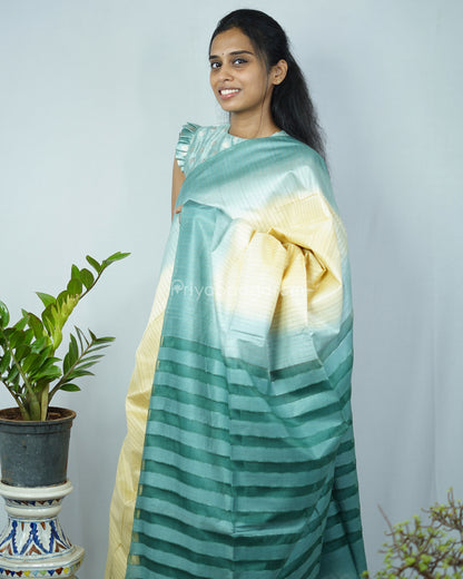 Yellow Green Tussar Organza - PD1217