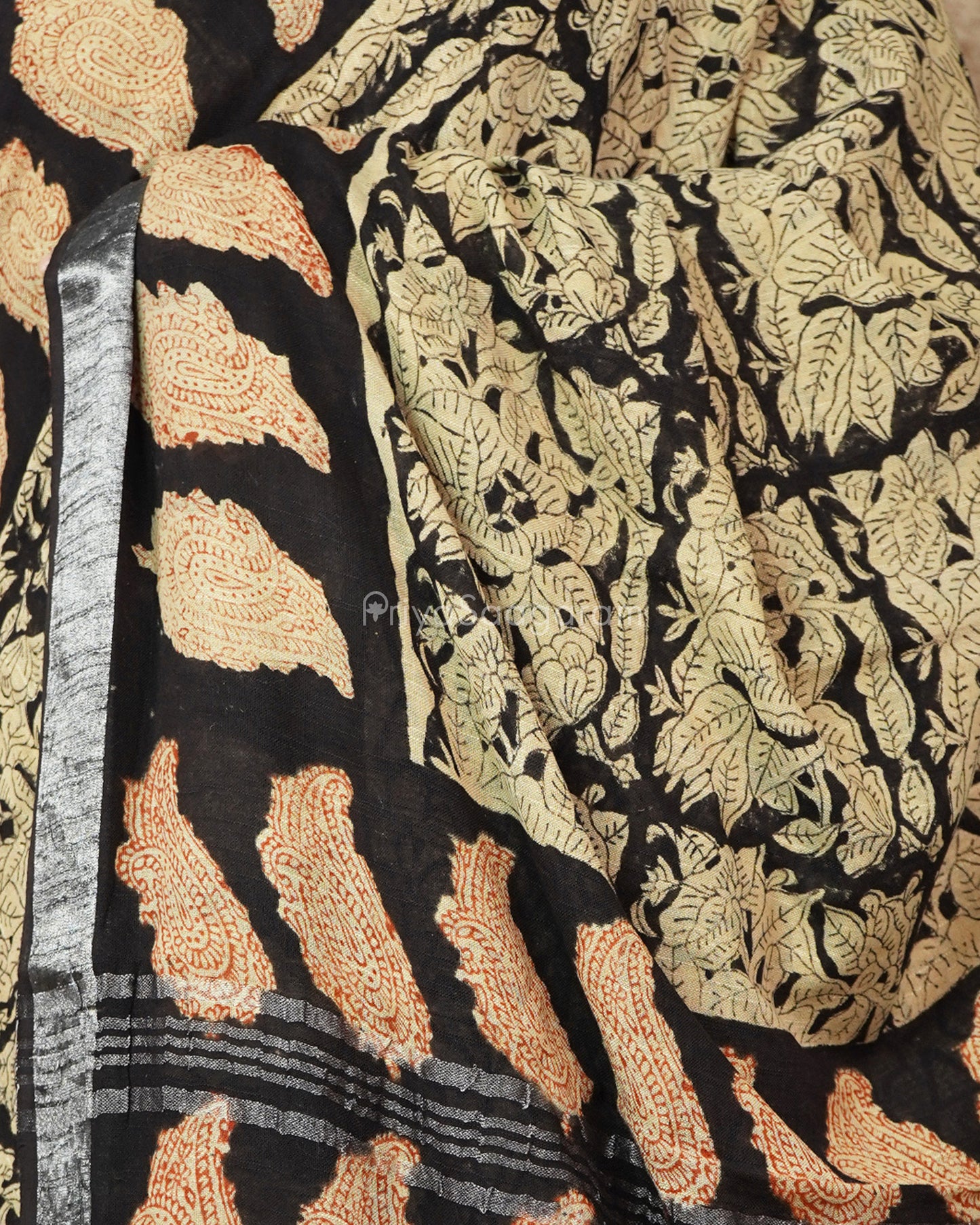Black Blockprint Linen - PD272