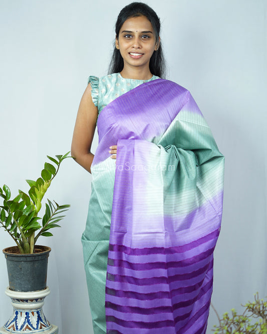 Sea Green Purple Tussar Organza - PD1221