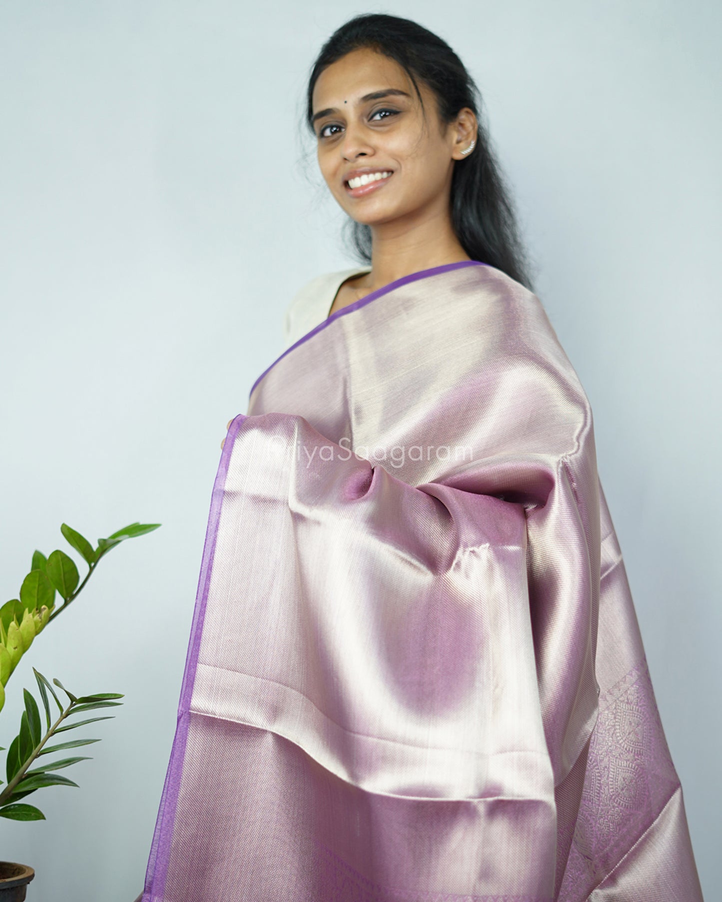 Golden Violet Kanchipuram Tissue Silk - N4803