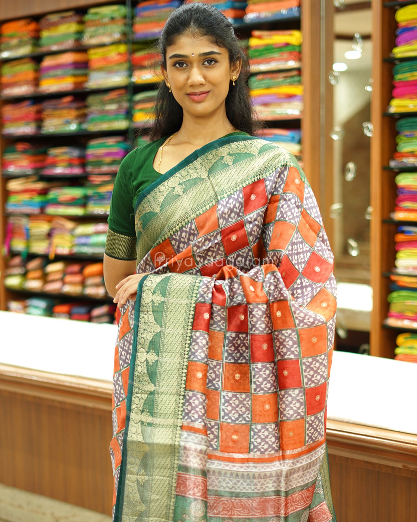 Traditional Checked Kora Silk - PC3196