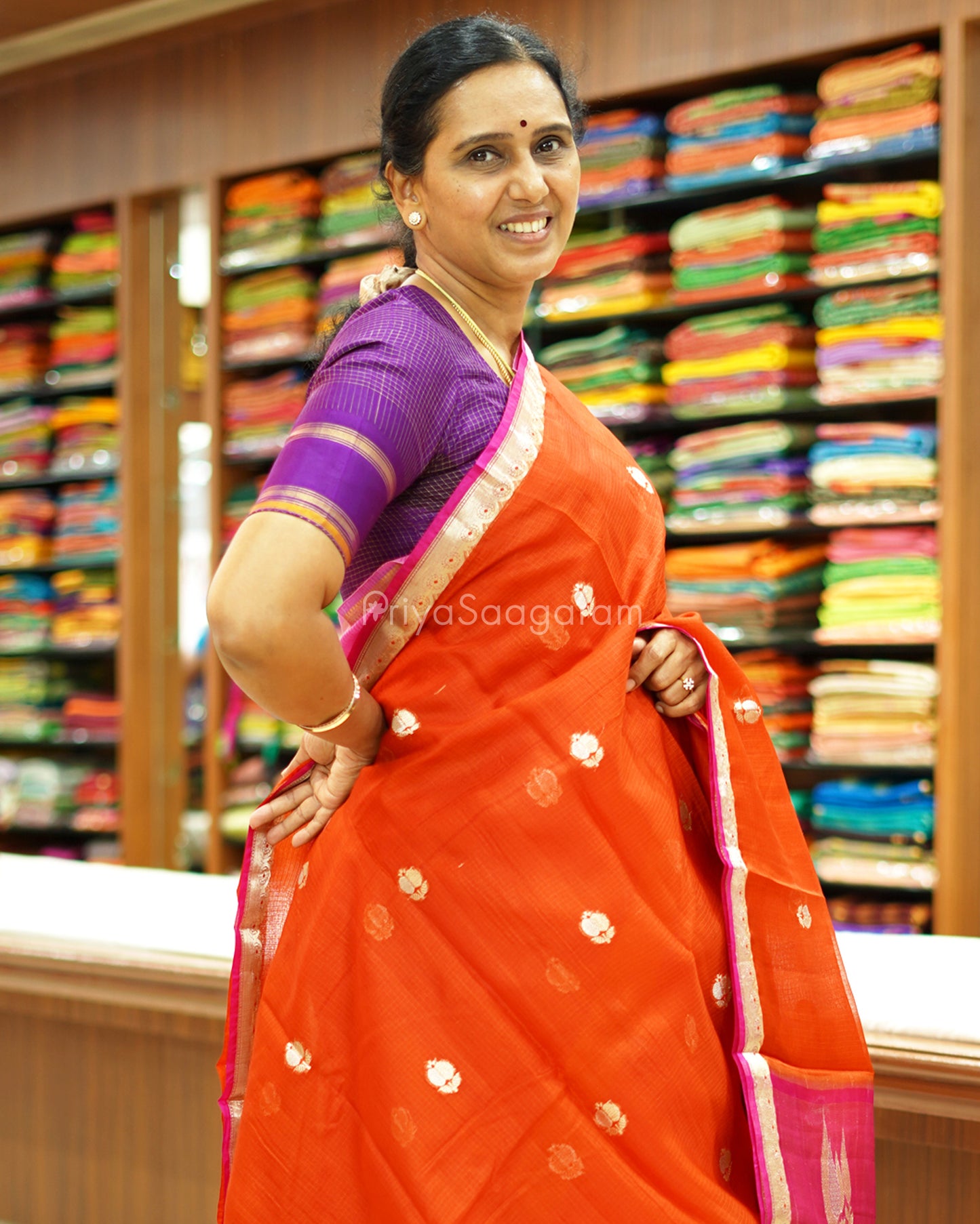 Orange Pink Kota Silk - PD1054