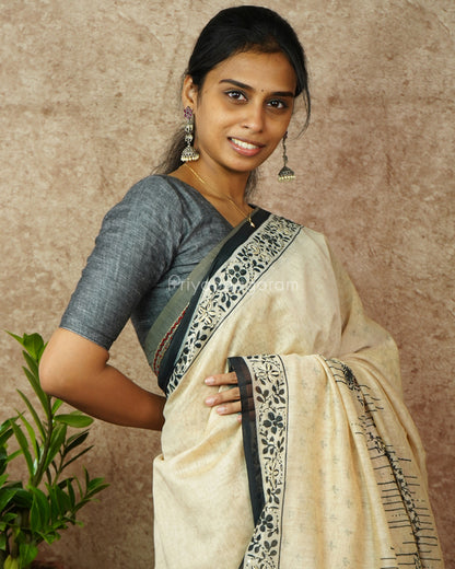 Cream Embroidery Chanderi - PD763