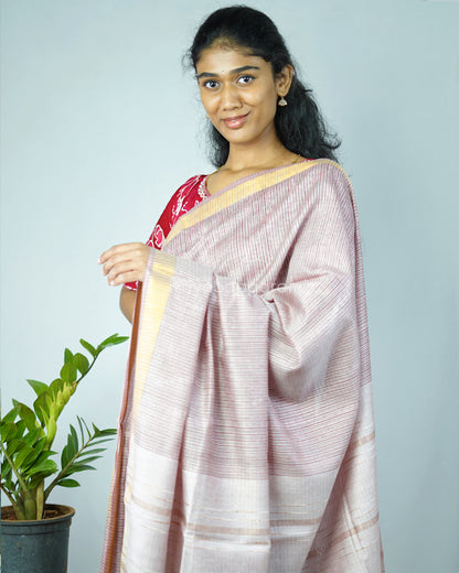 Light Pink Zari Tussar - PD1134