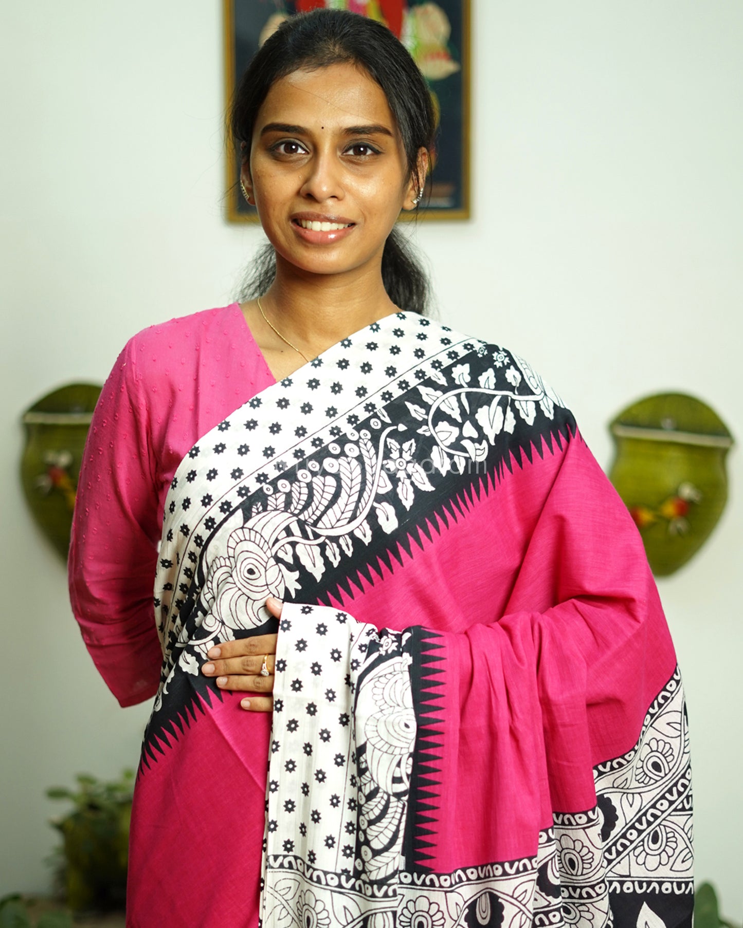 Mitta Pink Kalamkari Blockprint Pure Cotton - PD202