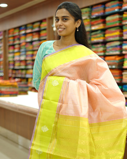 Pink Checked Gadwal Silk Cotton - PD1425
