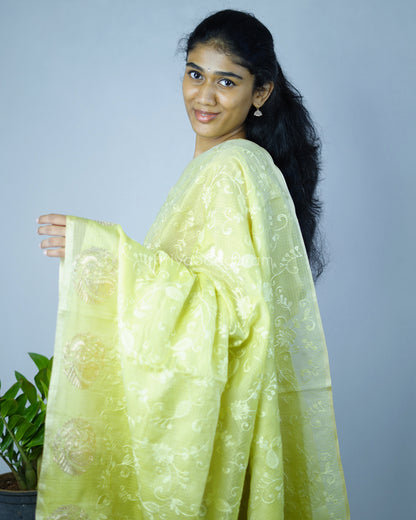 Light Green Pita Work Silk Kota - PD739