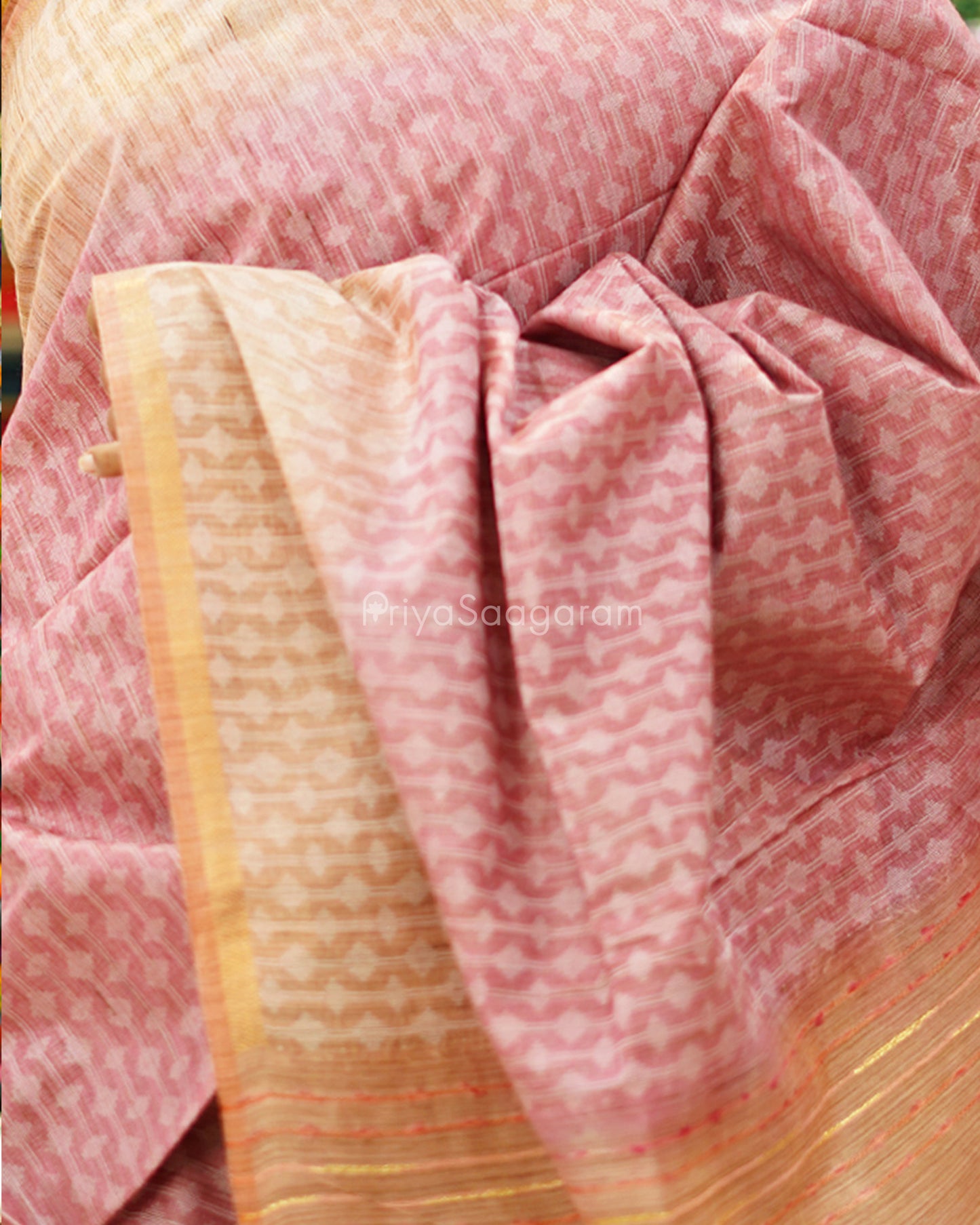 Pink and Orange Shaded Tussar - PD1132