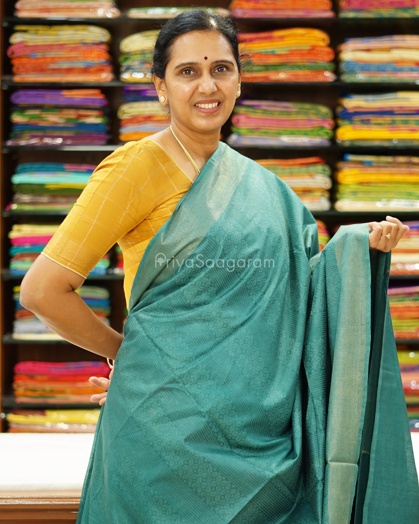 Dark Green Print Tussar - PD1332