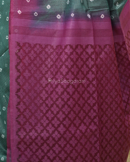 Green and Violet Bandhini Tussar Organza - PD1198
