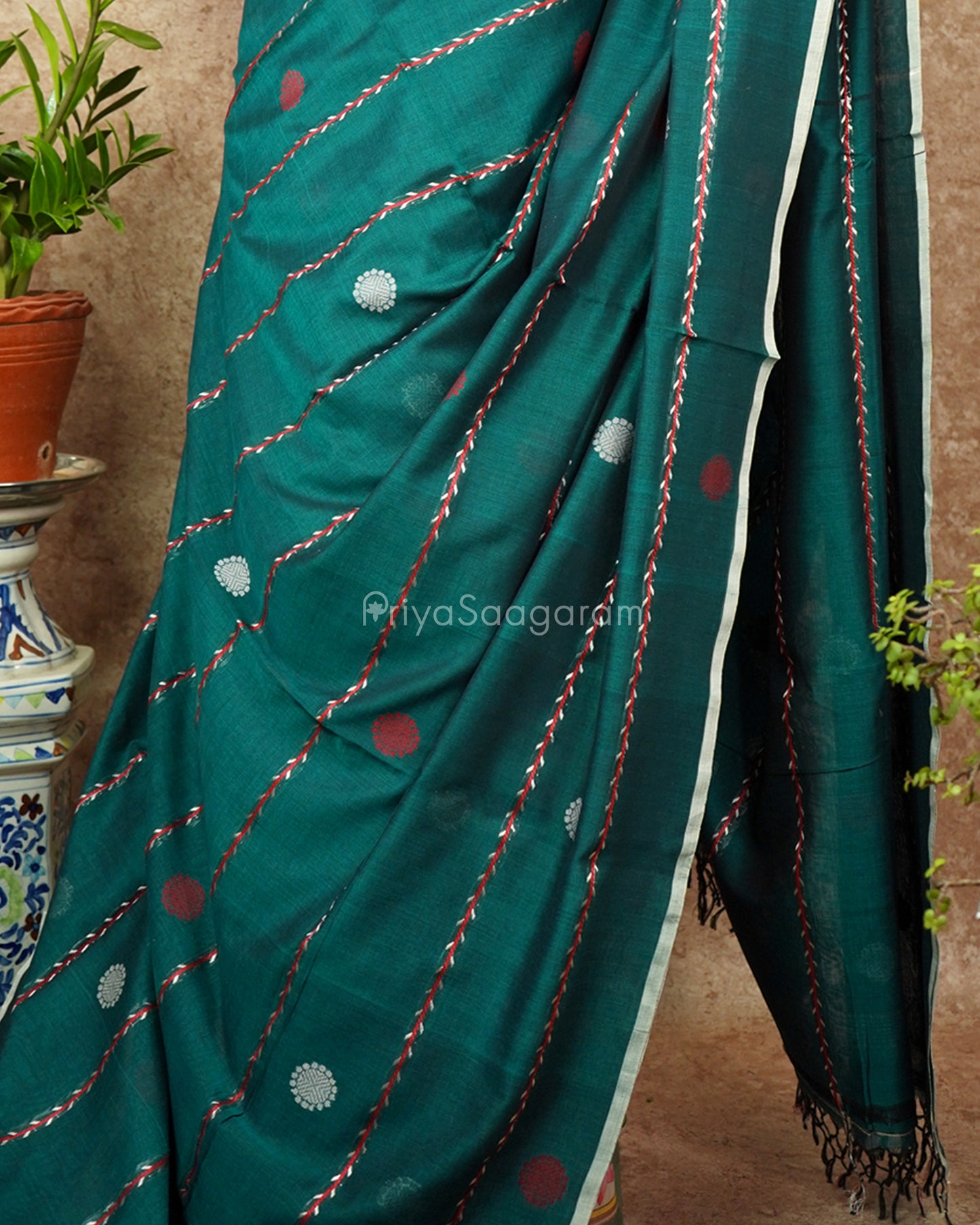 Dark Green Embroidery Pure Cotton - PD1177