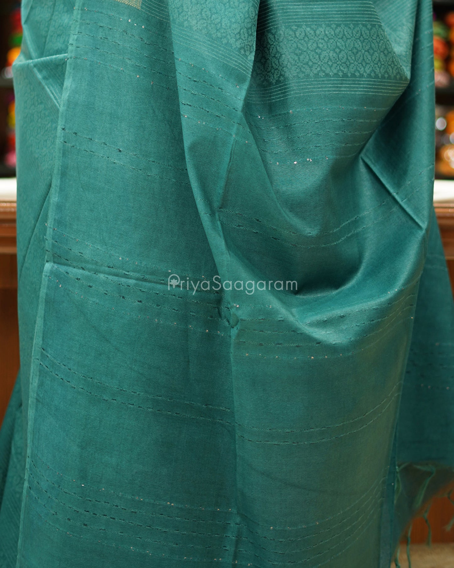 Dark Green Print Tussar - PD1332