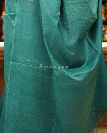Dark Green Print Tussar - PD1332