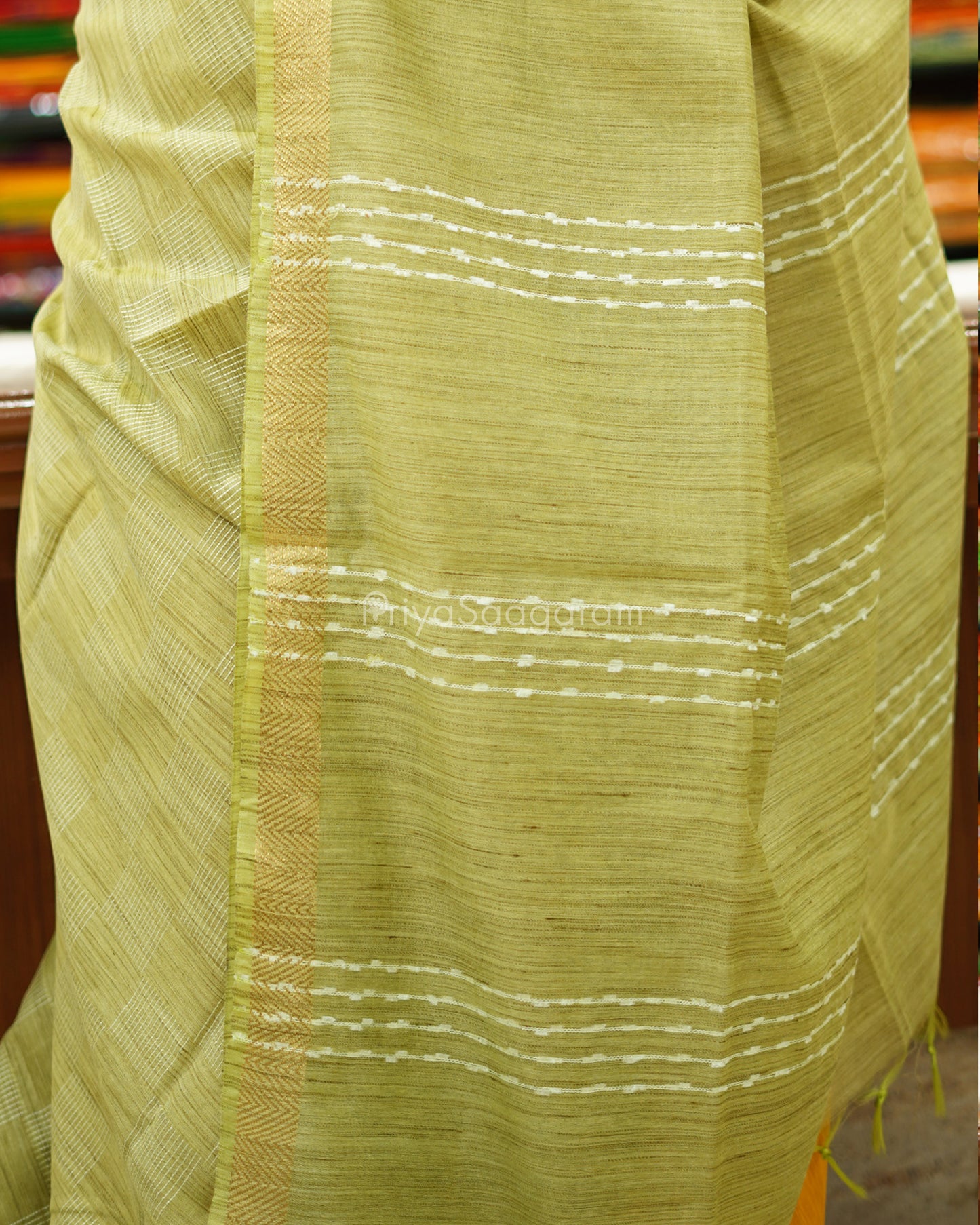 Green Checked Tussar - PD1267