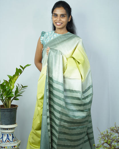 Green Shaded Tussar Organza - PD1220