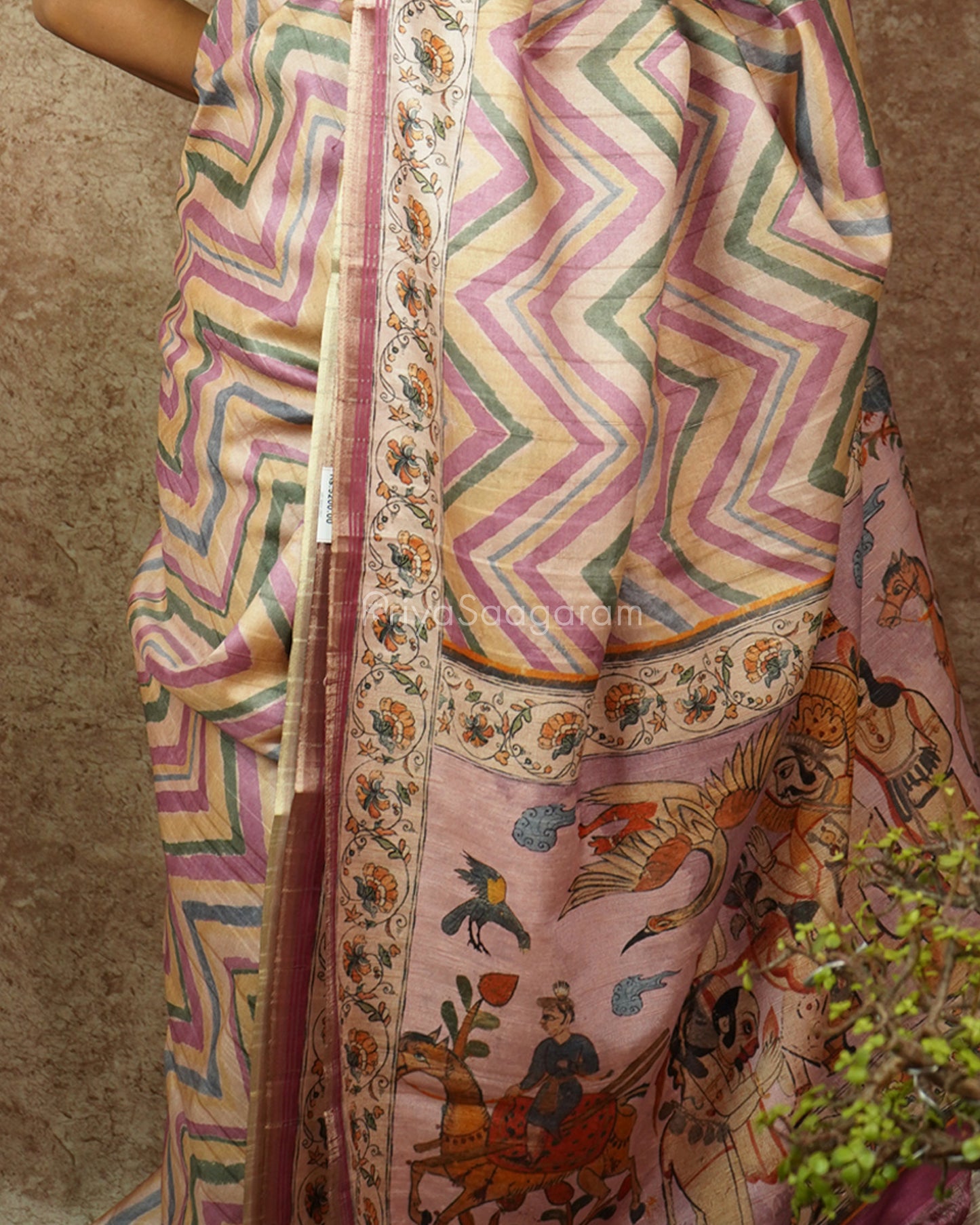 Multi-Color Geometric Striped Tussar - PD451