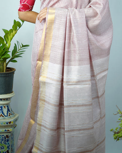 Light Pink Zari Tussar - PD1134