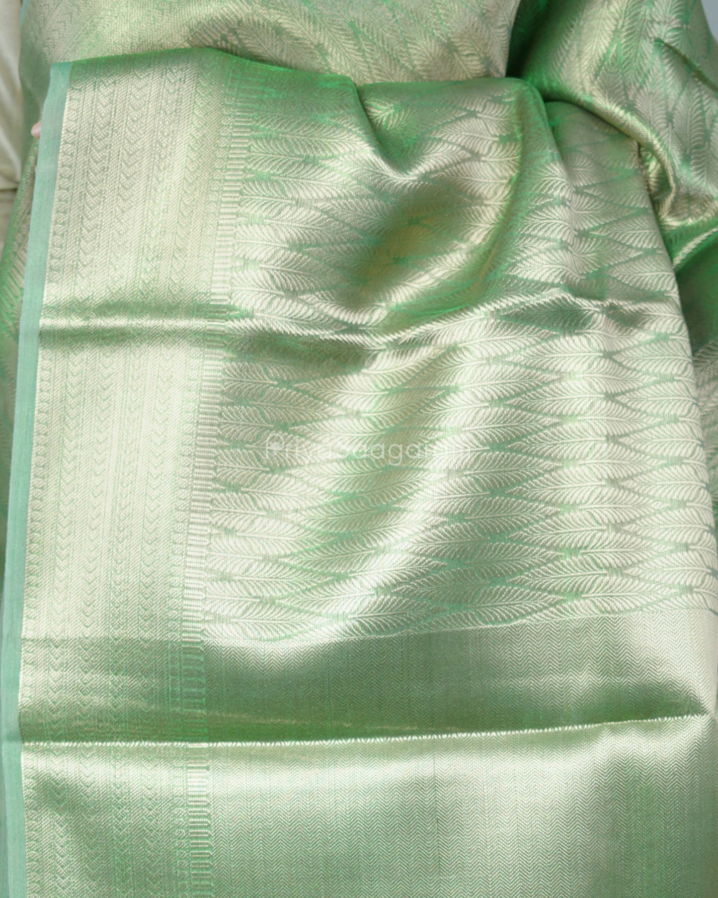 Golden Teal Kanchipuram Tissue Silk - N4803