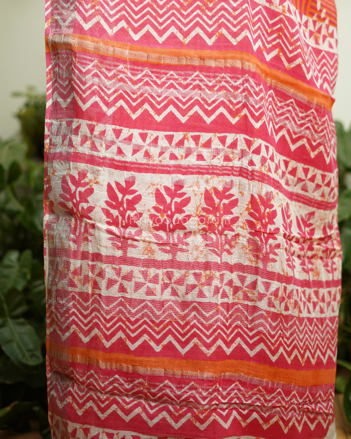 Pink Pattern Blockprint Linen - PD276